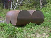 Cor-ten steel sculptures by the sculptor Lucien den Arend are installed in sculpture park, Open Air Museum POAM.